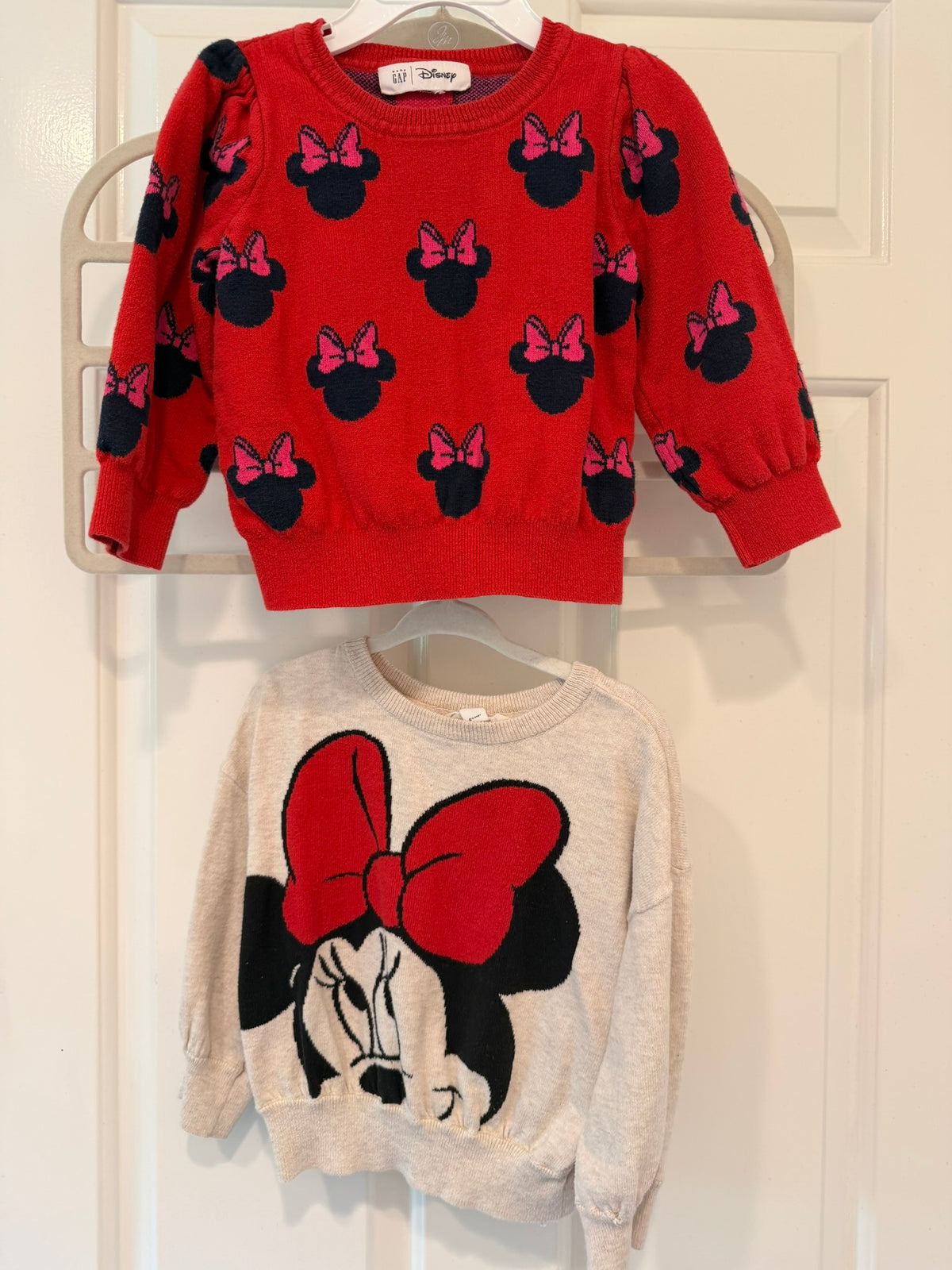 #85 Baby Gap x Disney Pair Minnie Mouse Sweaters, Girls 24m