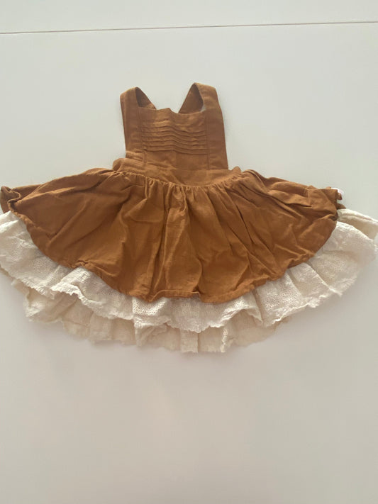 #117- Girls 6M, Sweet Honey Brown Pinafore Dress, EUC,*reduced*