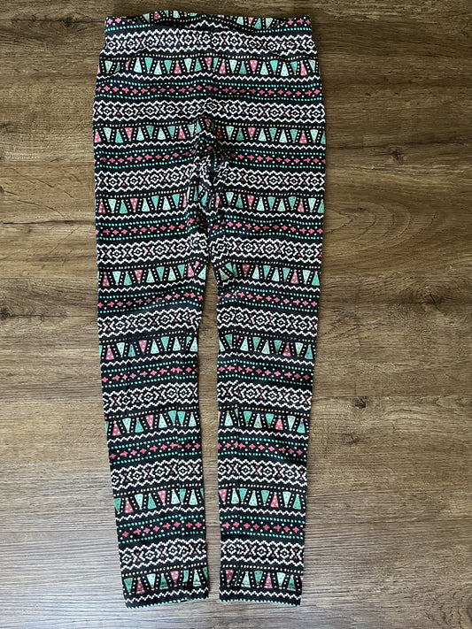 #124 VGUC Cat & Jack Christmas Print Leggings Girls Size M 7/8