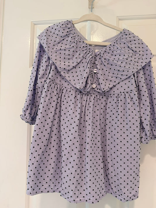 #85 Zara Purple with Black Polka Dot Dress, Girls 2-3T