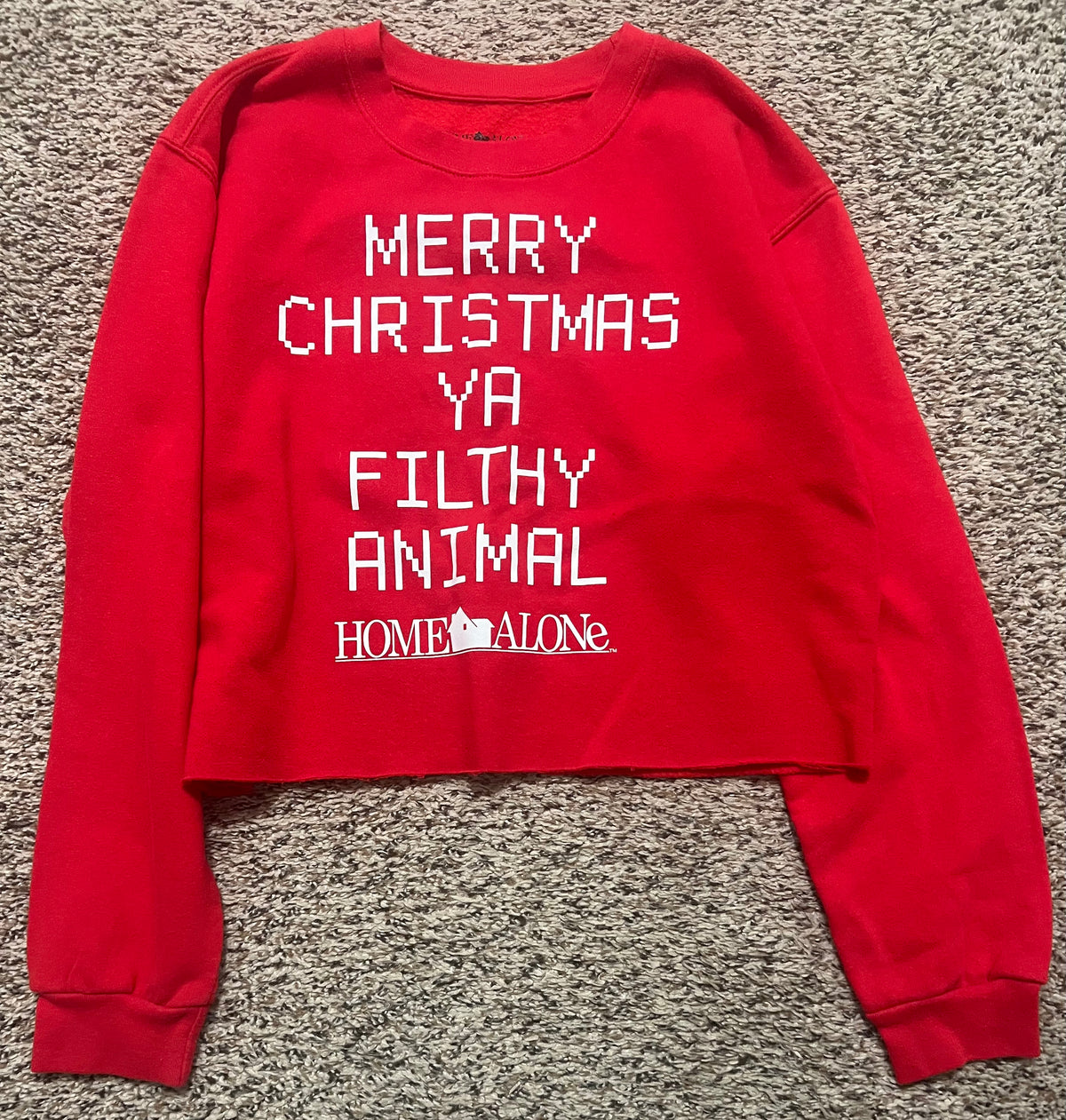 Seller #184 Girls Large Home Alone Crop Sweater VGUC