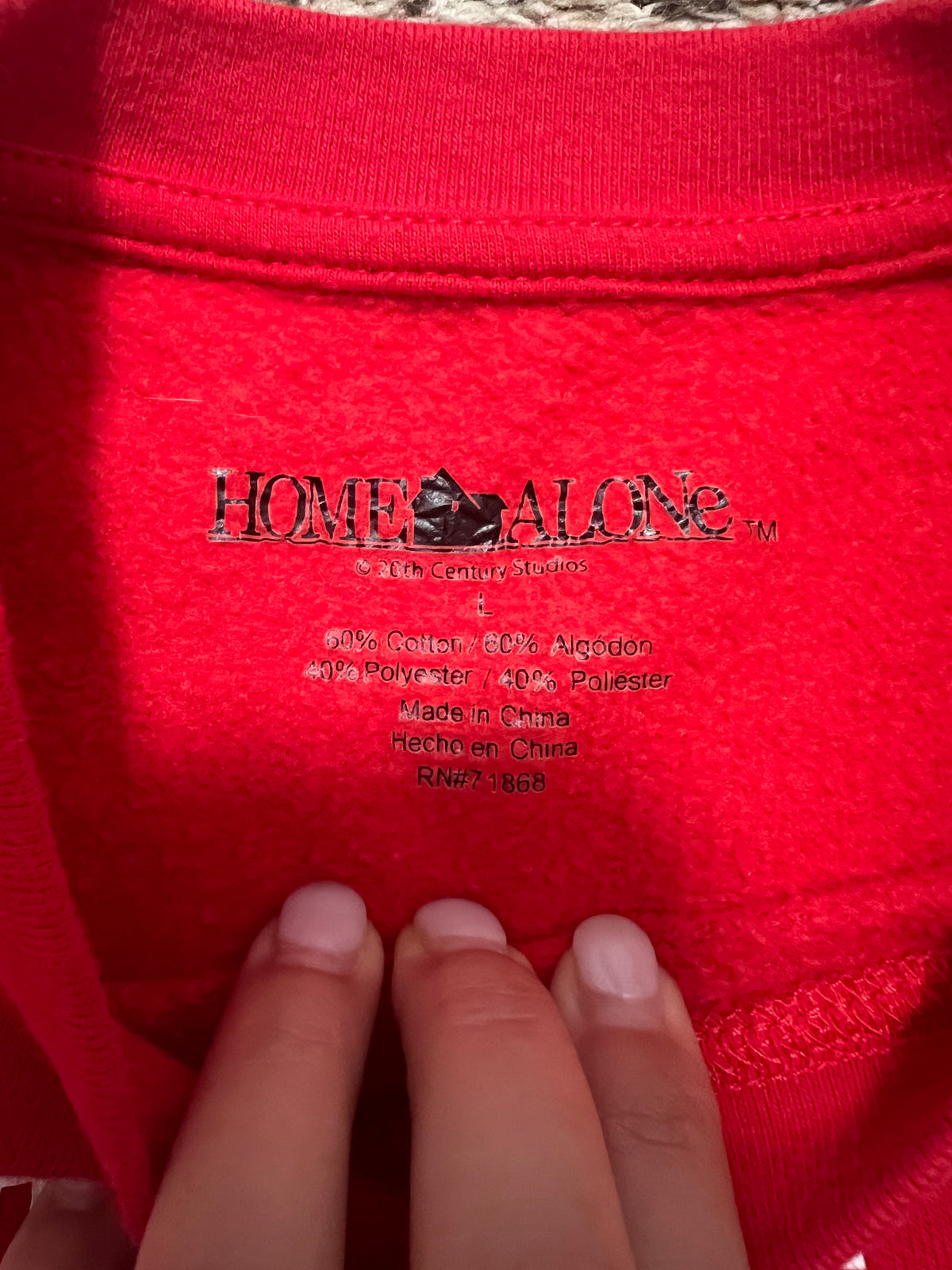 Seller #184 Girls Large Home Alone Crop Sweater VGUC