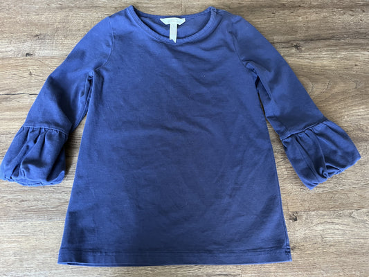 #124 VGUC Matilda Jane Navy 3/4 Ruffle Sleeve Shirt Girls Size 8
