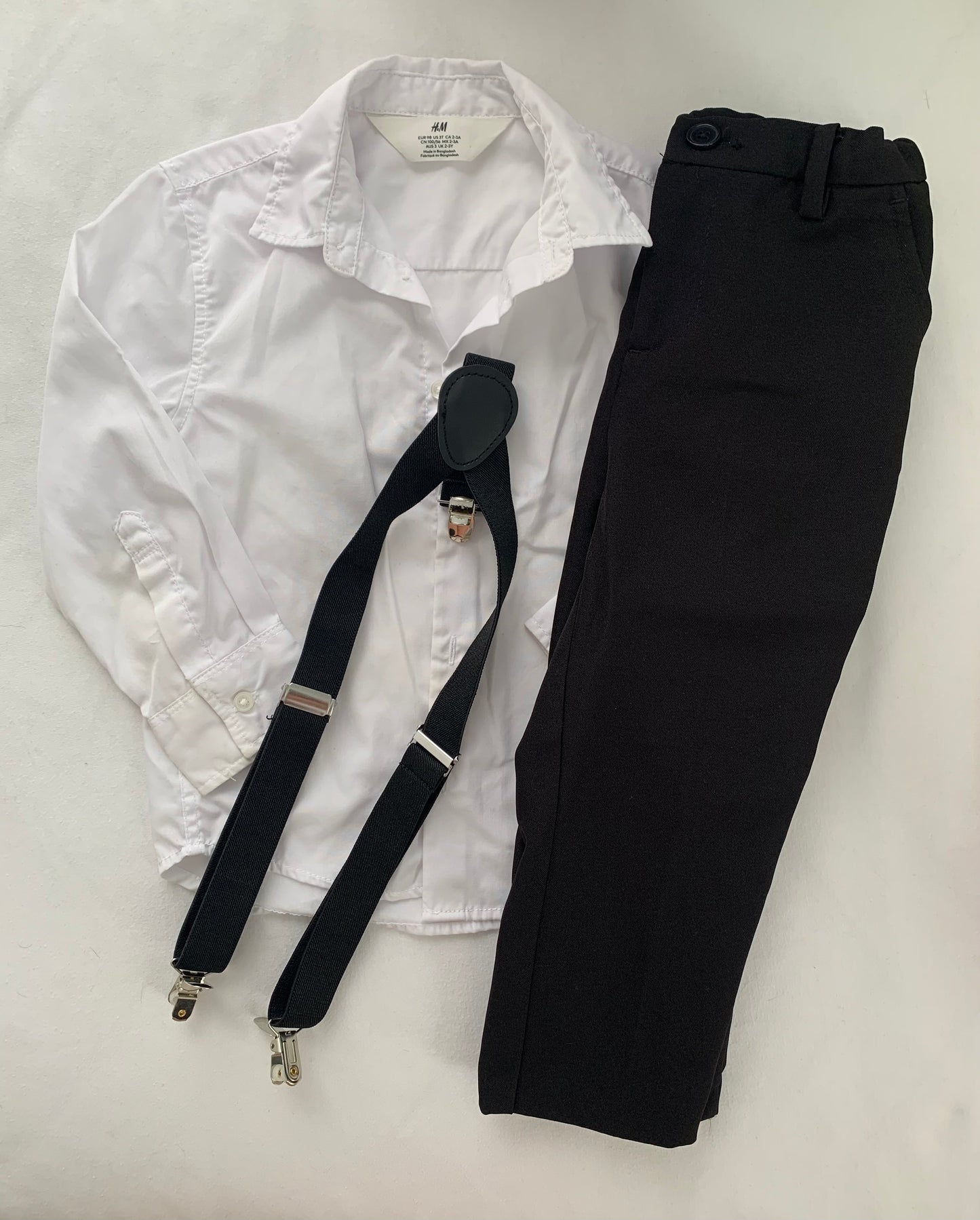 Seller #15 Boys 3T H&M Shirt Black Slacks Suspenders