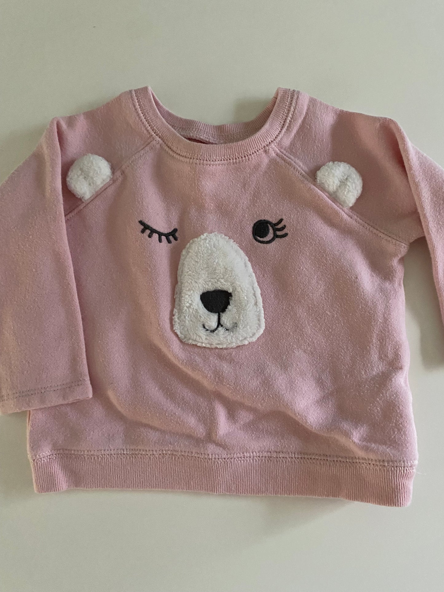 #84B- Girls 12M, Gymboree pink heart cardigan and Carter’s pink bear sweatshirt, GUC