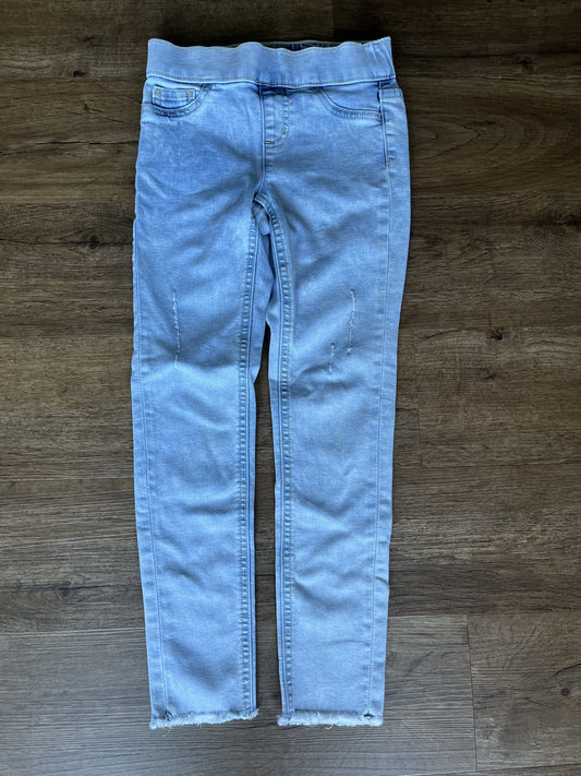#124 VGUC Justice Light Wash Girls Raw Hem Jeans Size 8 Slim