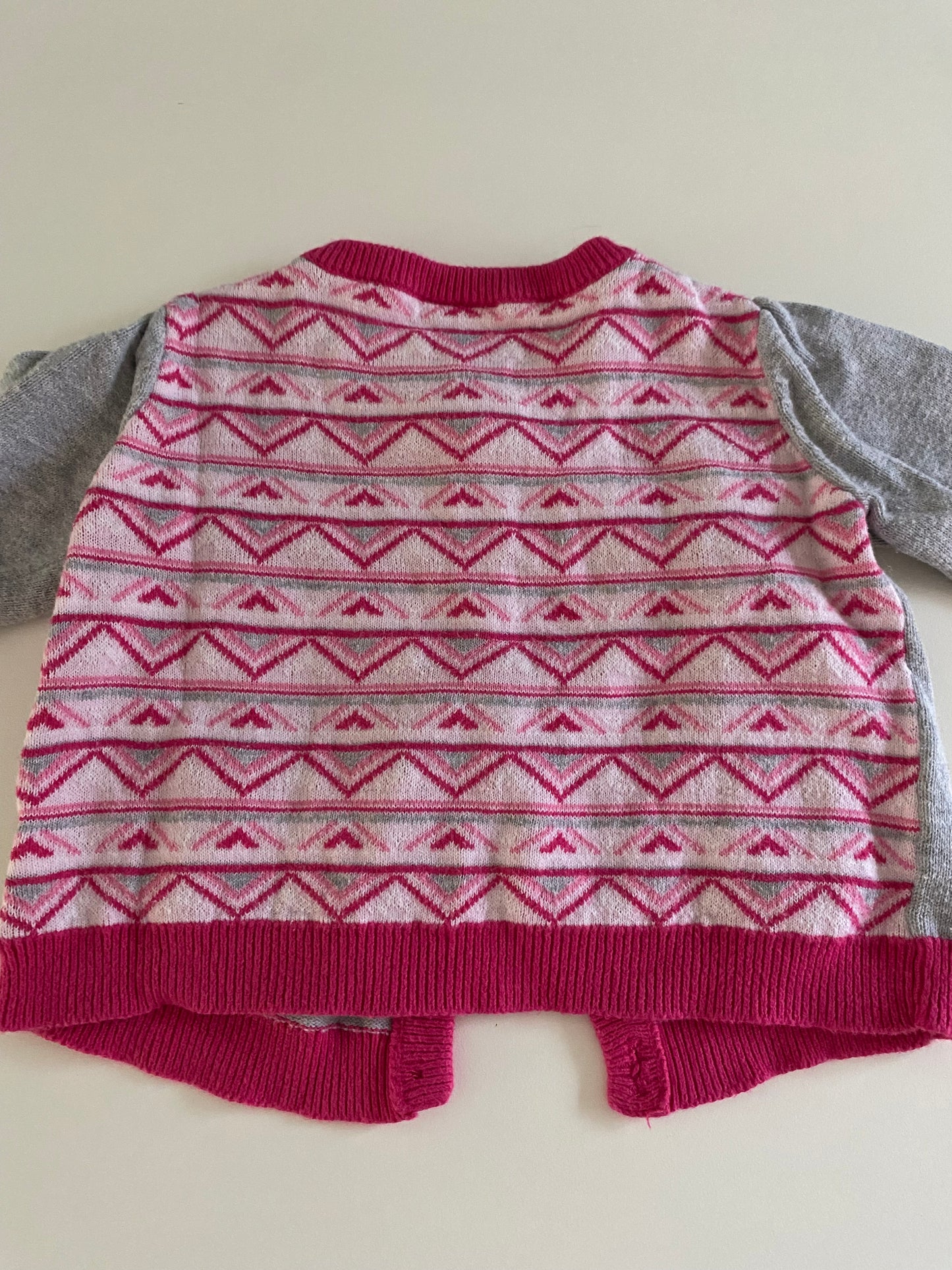 #84B- Girls 12M, Gymboree pink heart cardigan and Carter’s pink bear sweatshirt, GUC