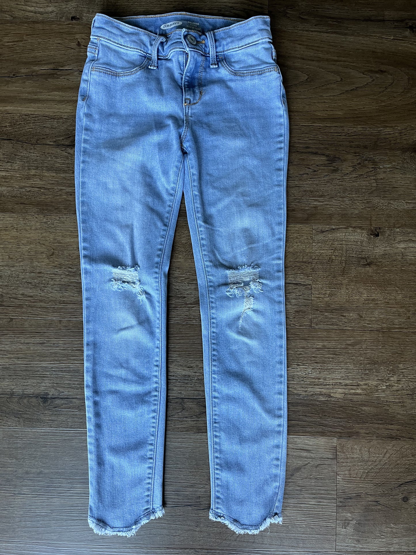 #124 Old Navy Light Wash Raw Hem Jeans Girls Size 8