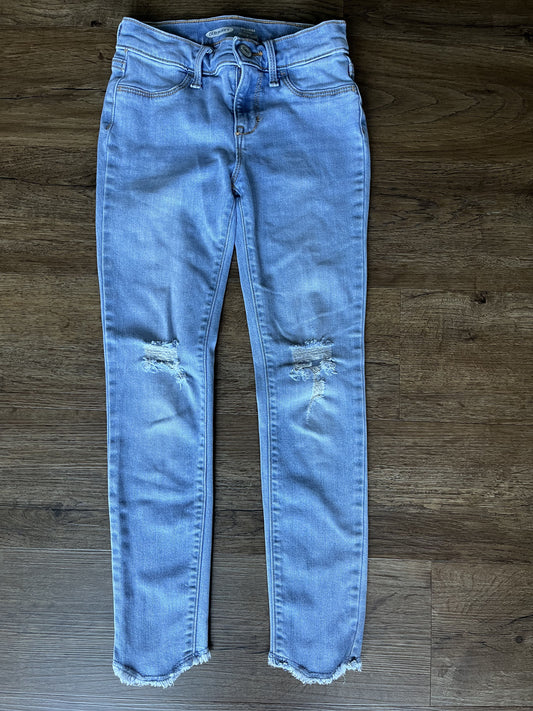 #124 Old Navy Light Wash Raw Hem Jeans Girls Size 8