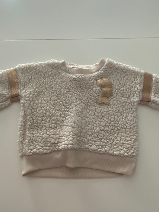 #117- Girls 2T, Disney Minnie Mouse Cream fuzzy sweatshirt, GUC,*reduced*