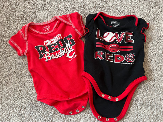 0-3 Mo -  - 2 Pack Reds SS Onesies - PU 45236 Except Semiannual Sale