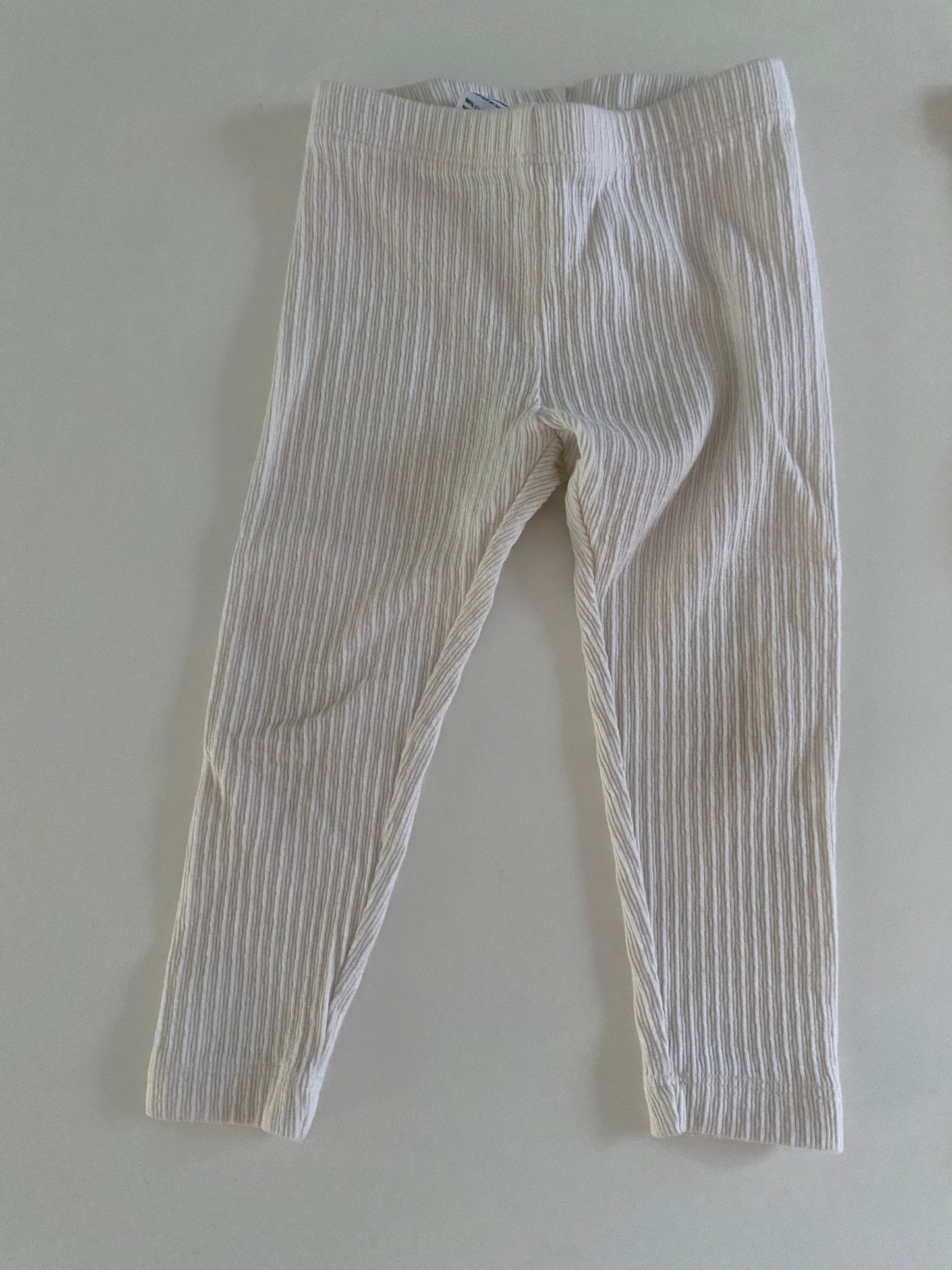 #84B- Girls 12-18M, Tea hot pink and cream waffle ribbed leggings, GUC