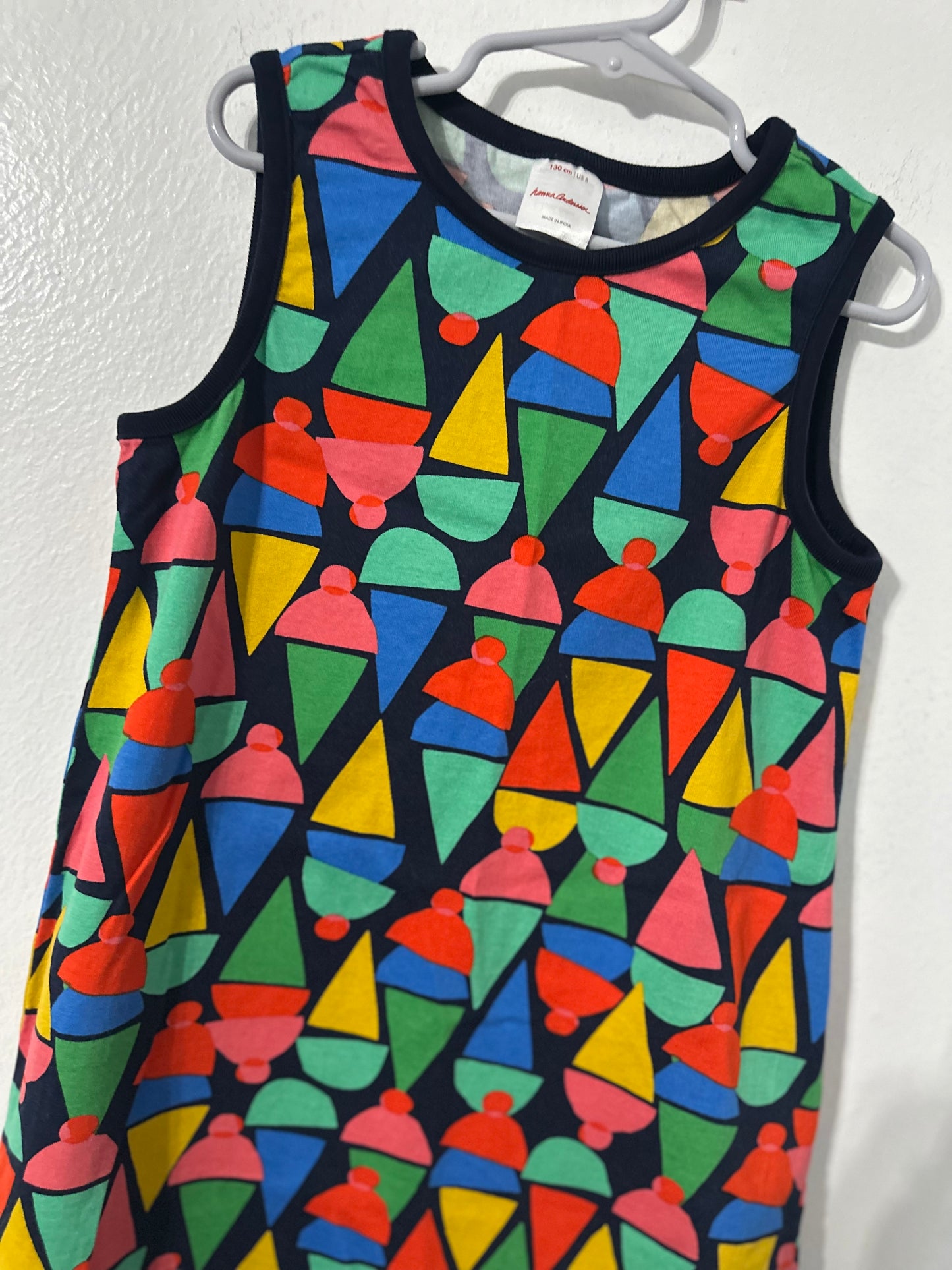 #144 Hanna Andersson Sleeveless Tank Dress Ice Cream Cone Print Multi Color Size 8