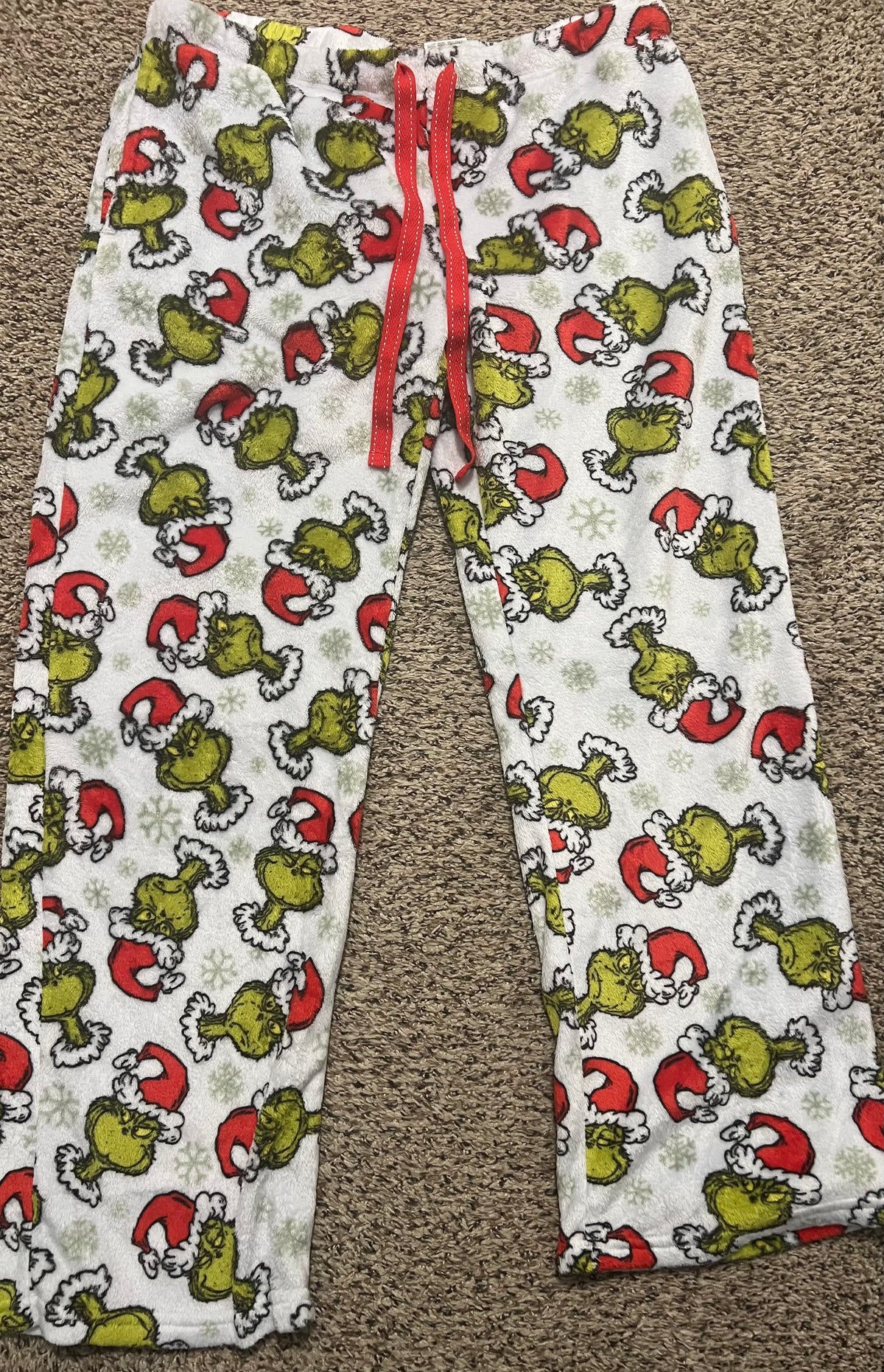 Seller #184 Women’s XL Grinch fleece pants with drawstring  Christmas