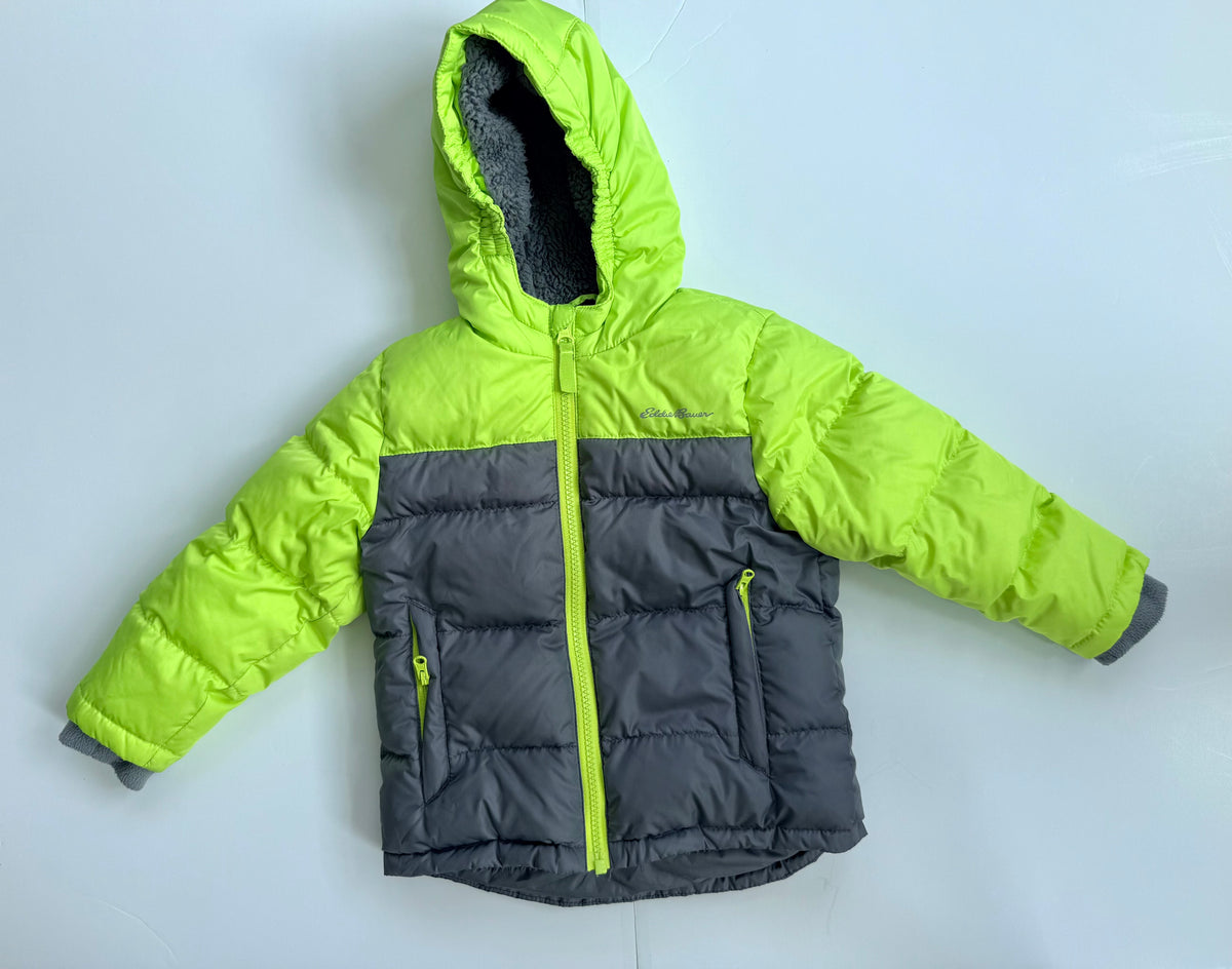#38 Eddie Bauer Yellow/Grey Winter Coat Toddler Size 2T