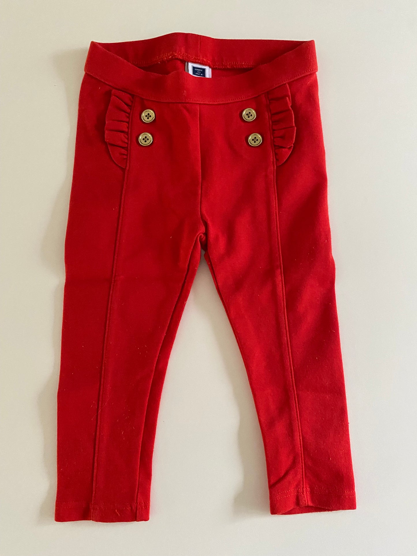 #84B- Girls 12-18M, Janie and Jack red leggings, VGUC