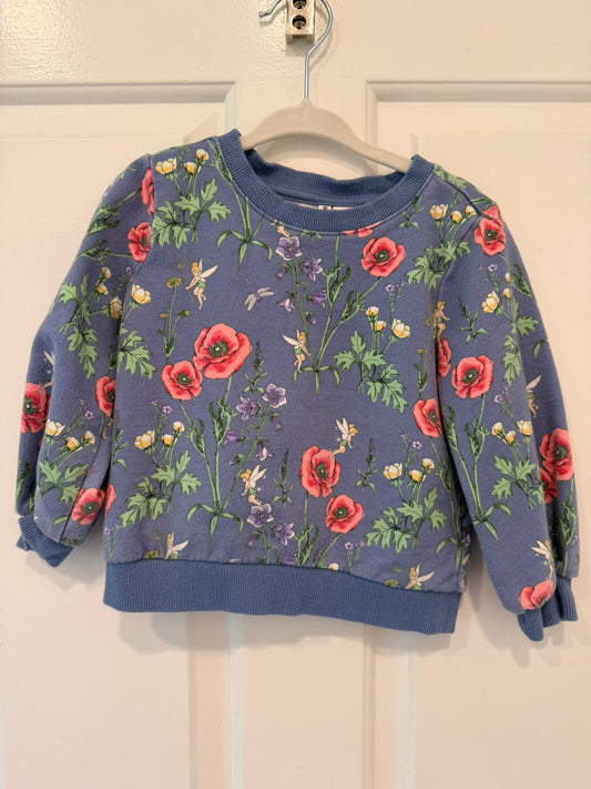 #85 Janie and Jack x Disney Tinkerbell Floral Sweater Pull Over, Girls 2T