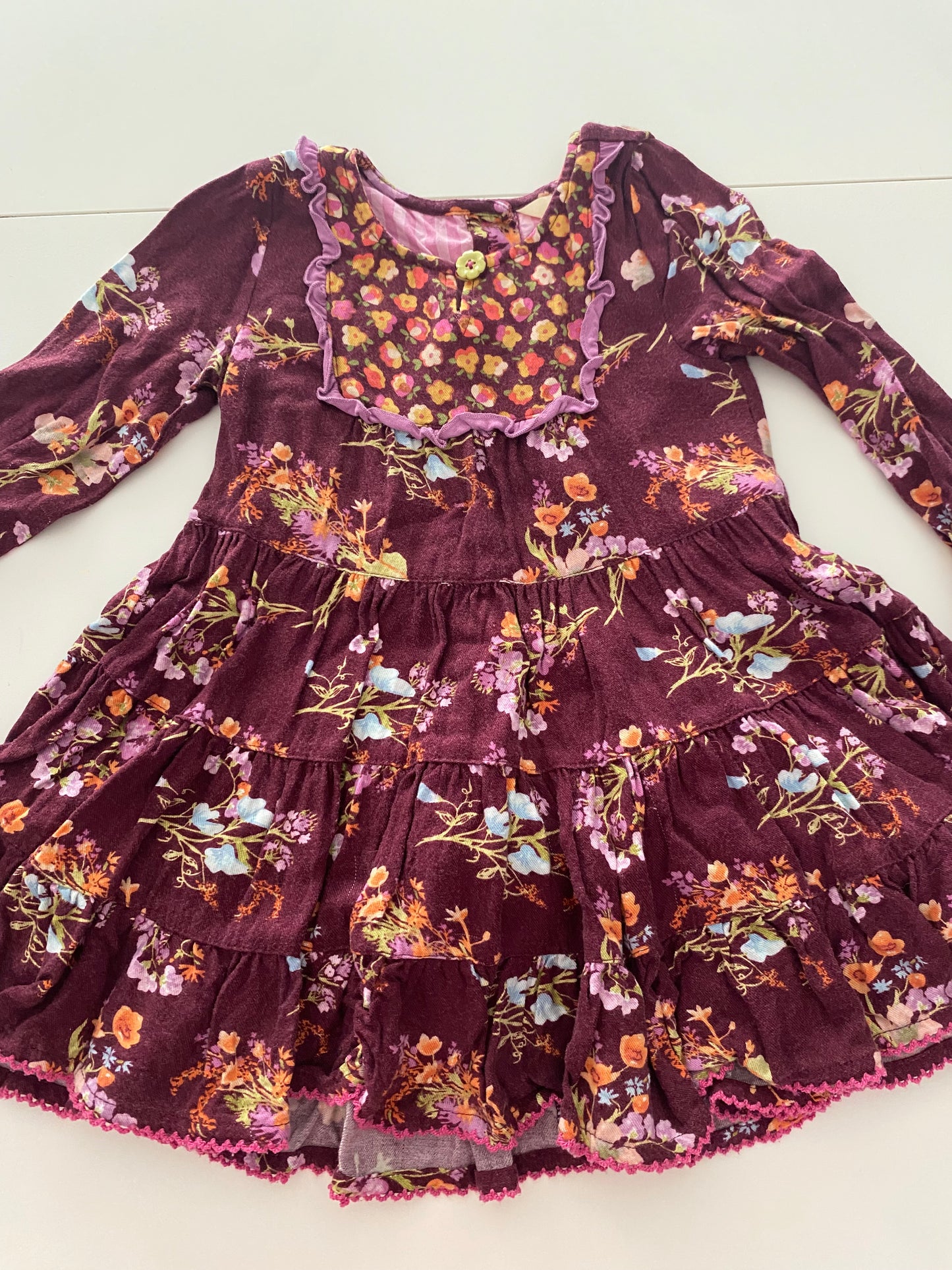 #117- Girls 2T, Matilda Jane Maroon Fall Dress, VGUC