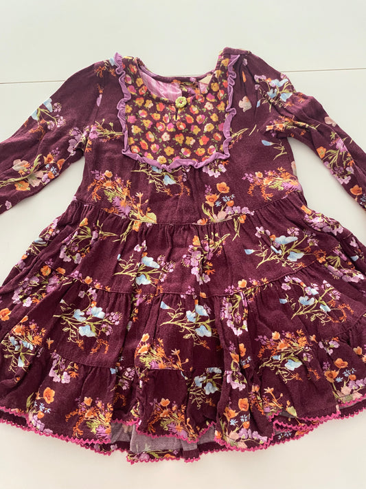 #117- Girls 2T, Matilda Jane Maroon Fall Dress, VGUC