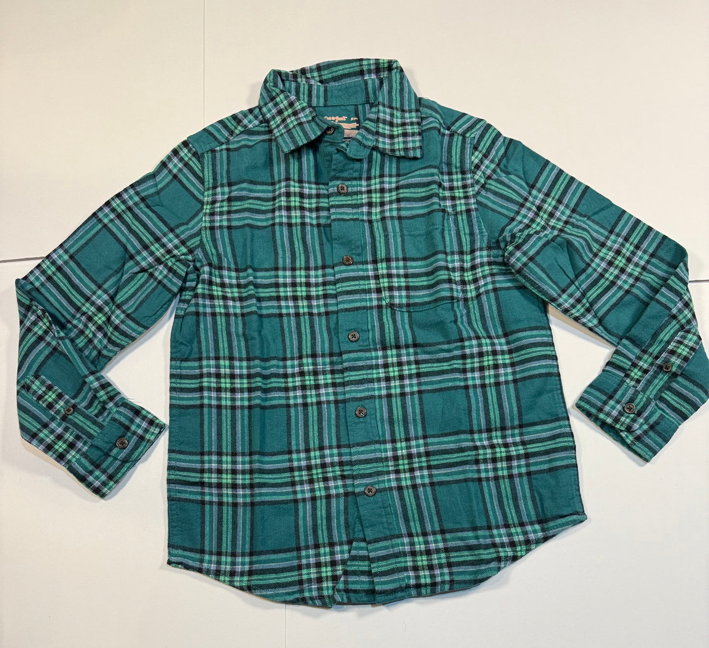 #180 Boys M (8) Cat & Jack  Bundle Red/Orange Plaid and Flannel Green Plaid