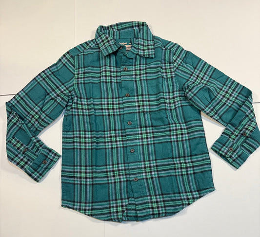 #180 Boys M (8) Cat & Jack  Bundle Red/Orange Plaid and Flannel Green Plaid