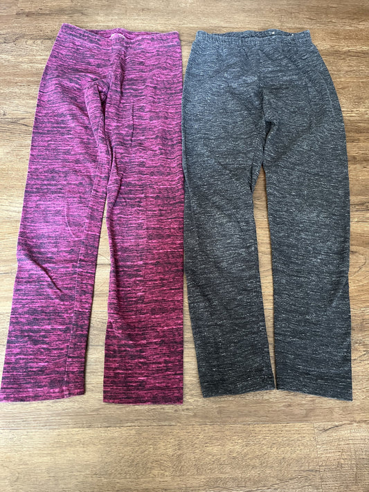 #124 VGUC Old Navy Burgundy/Black & SO Gray/Black Space Dye Leggings Girls Size M 8