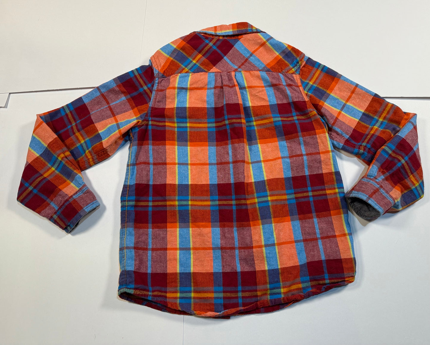 #180 Boys M (8) Cat & Jack  Bundle Red/Orange Plaid and Flannel Green Plaid