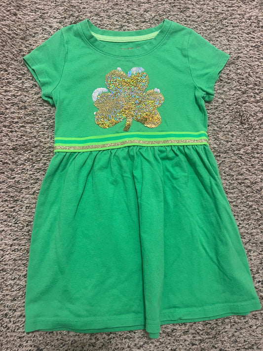 Seller #184 Girls Size 4/5 Cat & Jack green St. Patrick’s Day Dress with flip shamrock