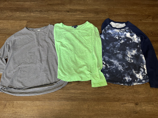 #124 Old Navy Black/White Stripe, Gap Kids Green & Justice Navy Shirts Girls Size M 8