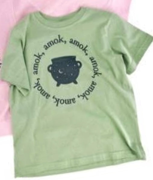 Seller #60 Youth 5 amok,amok, amok Halloween t-shirt that glows in the dark