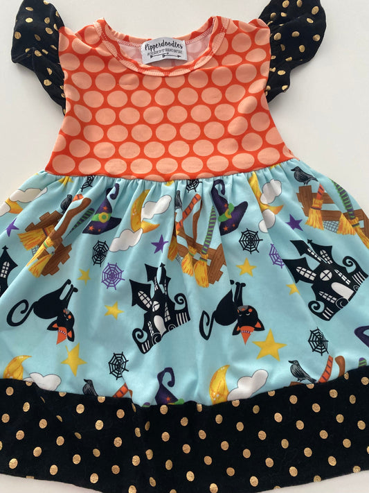 #117- Girls 2T, Pipperdoodles Halloween print dress, VGUC,*reduced*