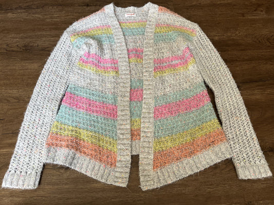 #124 Cat & Jack Gray & Pastel Open Front Cardigan Girls M/8