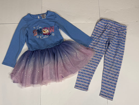 #141 Girls 6 Counting Daisies "I'm Snow Cute" Dress and Legging Set