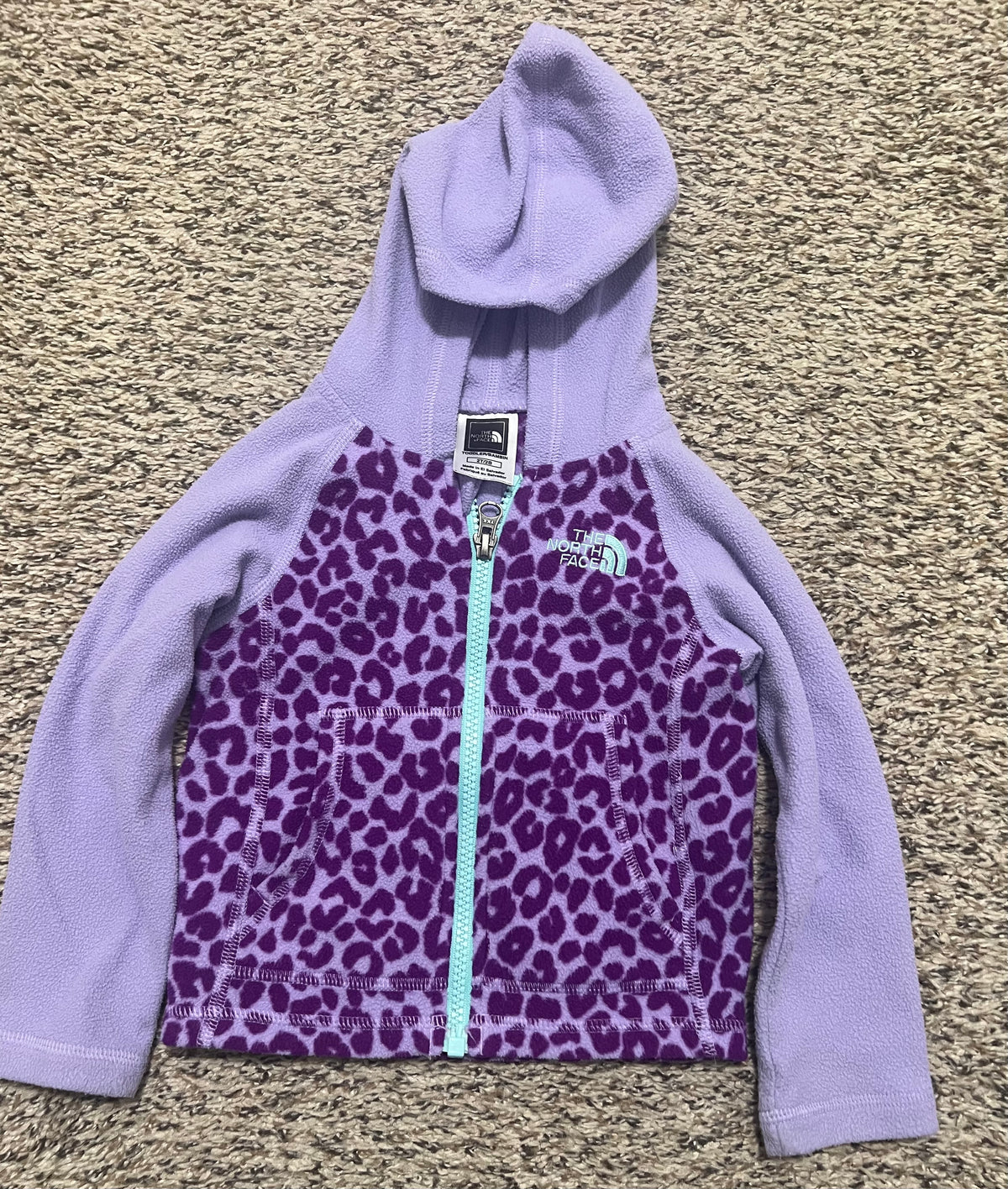Seller #184 Girls 2T North Face purple cheetah zip up jacket
