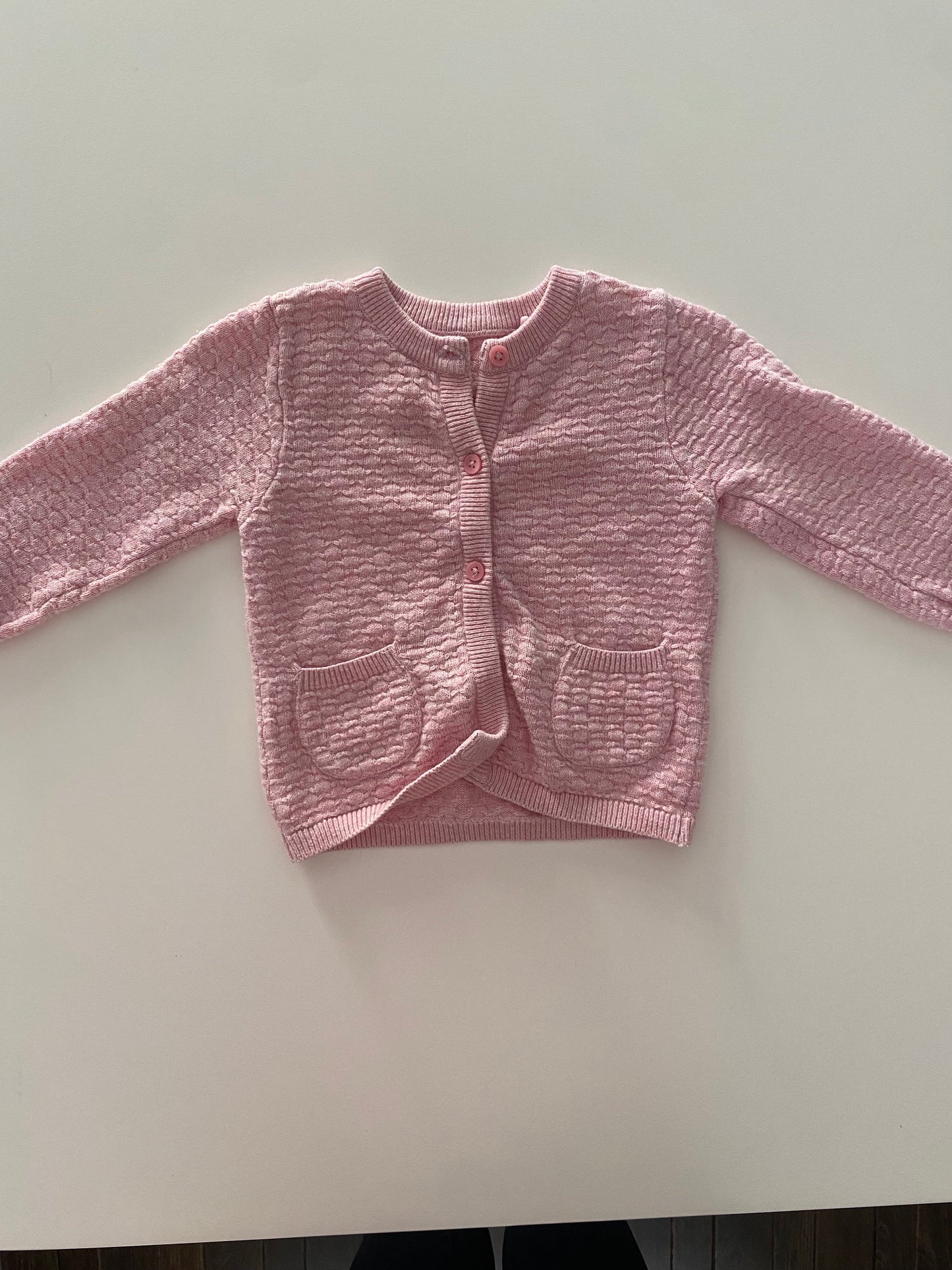 #117- Girls 9M, Tu pink button down cardigan sweater, VGUC