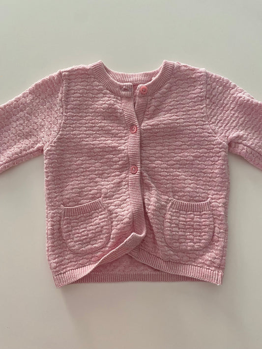 #117- Girls 9M, Tu pink button down cardigan sweater, VGUC