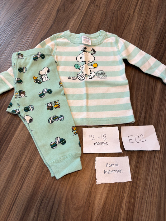 #138 - 12-18 Mo - EUC Hanna Andersson - Snoopy Easter PJs - PU 45236
