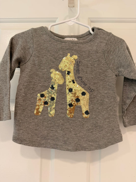 #85 Mudpie Giraffe Sequin Long Sleeve Shirt, Girls 12-18m