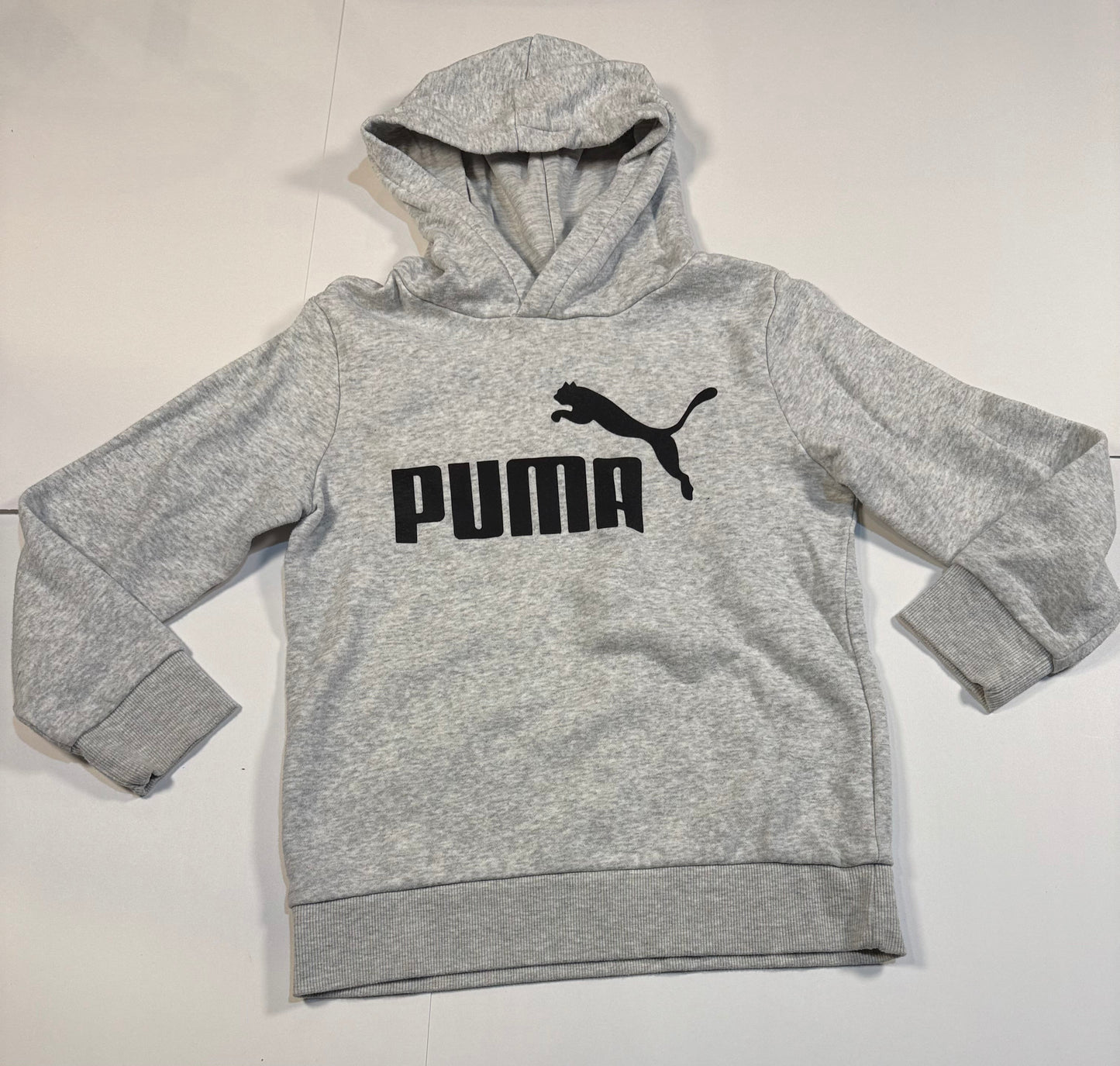#180 Boys 7/8 Small Puma Gray with Black Logo Hoodie Set
