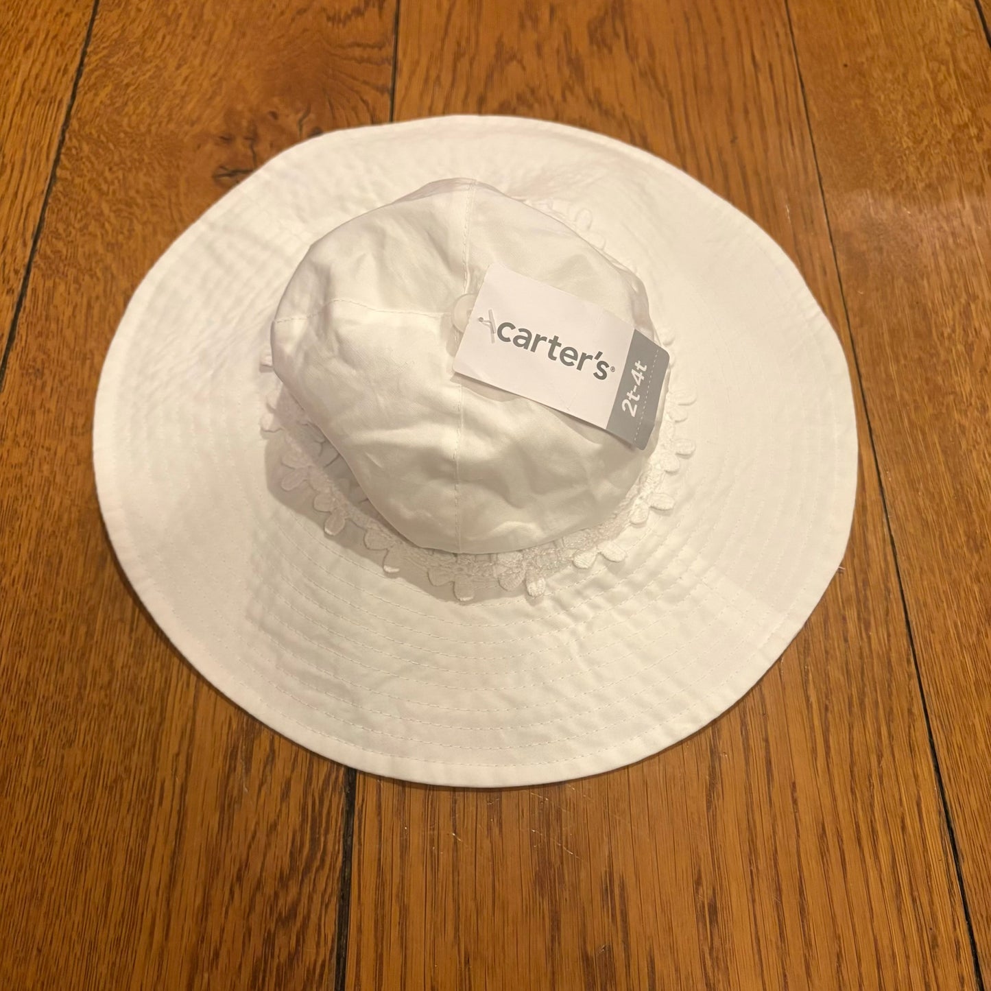 Seller 98 Girls 2-4T Carter's White Flower Sunhat NWT