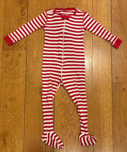 Seller 98 Boys 18-24m Primary 100% Organic Cotton Red Striped Zip Footie