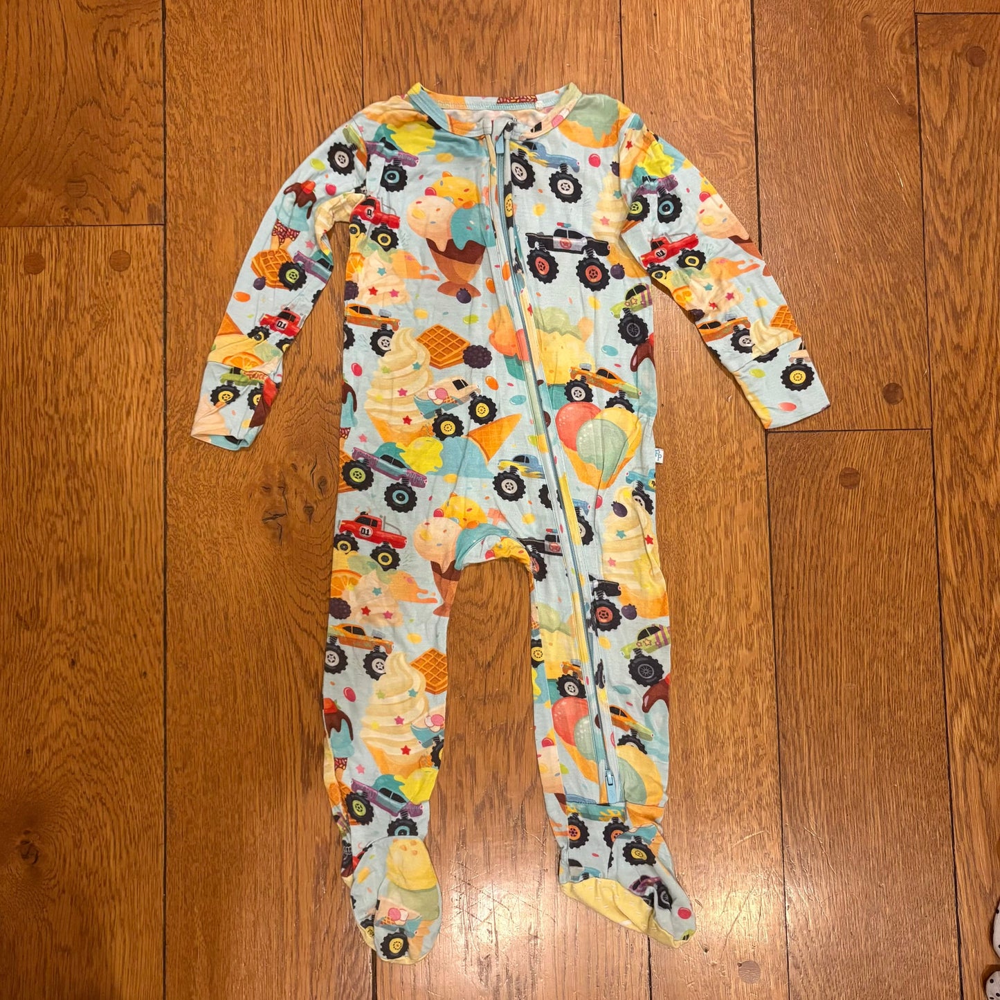 Seller 98 Boys 18-24m Posh Peanut Monster Truck & Ice Cream Bamboo Pajamas