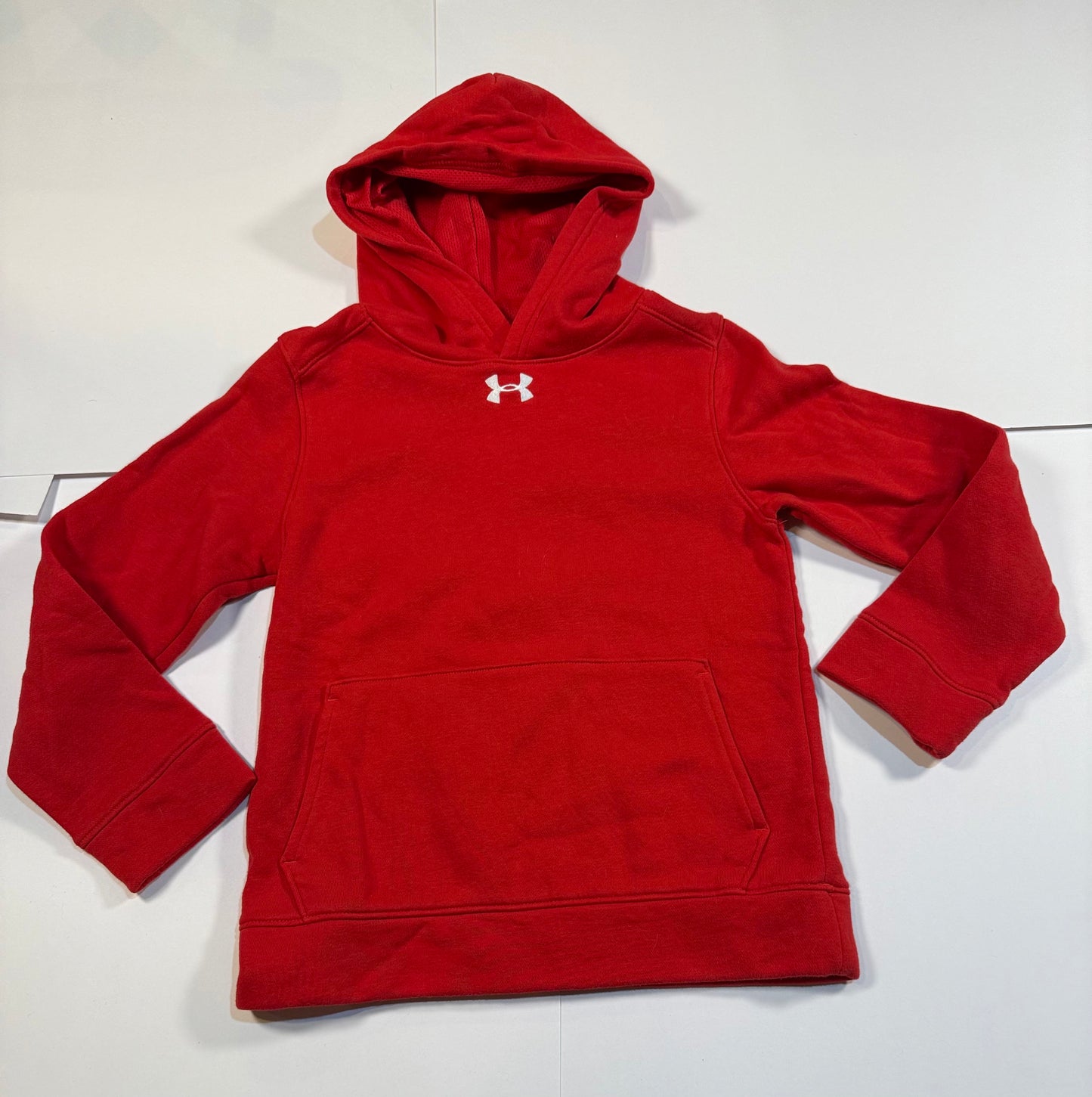 #180 Boys YSM 8 Under Armour Red Fleece Hoodie and Black and Red Fleece Pant Set