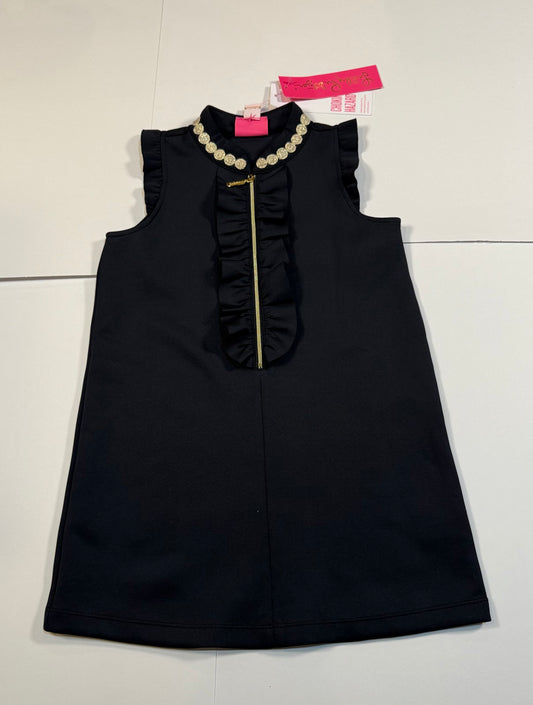 #180 Girls Small 4/5 Lilly Pulitzer Navy Shift Dress with Gold Accents