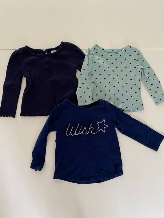 #84B- Girls 12-18M, long sleeved shirt bundle, GUC