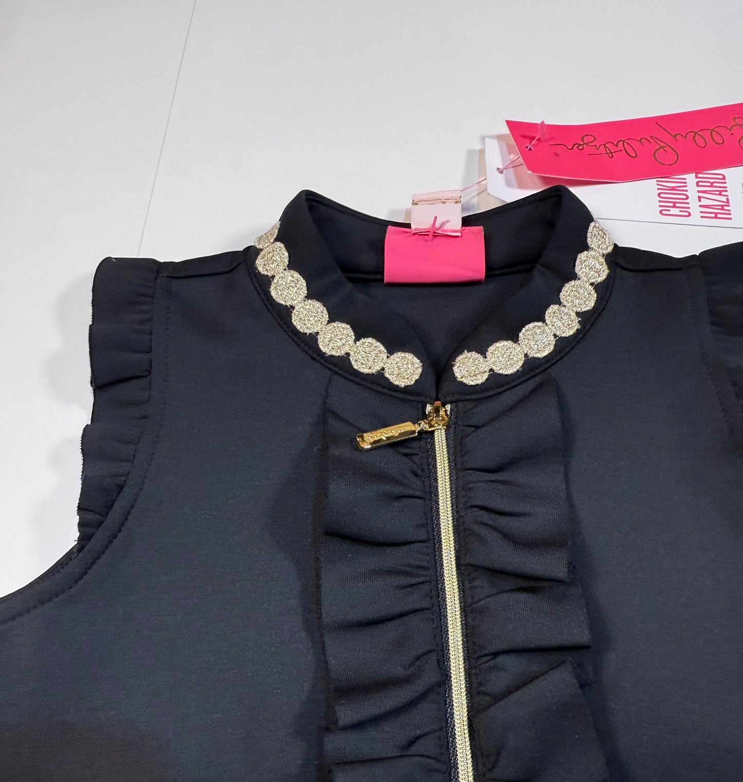 #180 Girls Small 4/5 Lilly Pulitzer Navy Shift Dress with Gold Accents