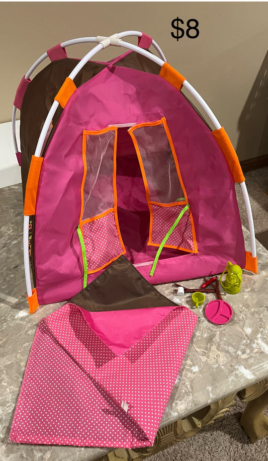 135 OG camping tent for 18" doll all pieces are pictured