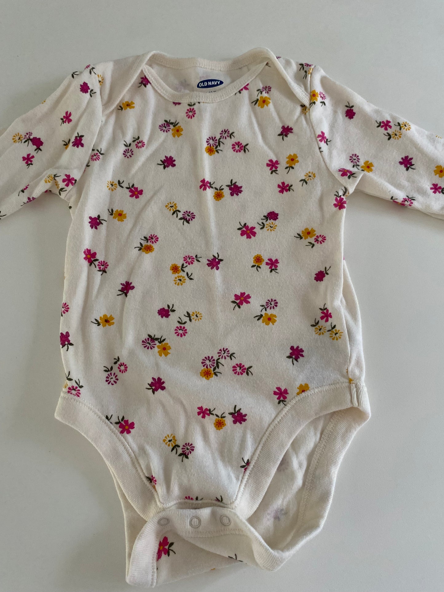 #84B- Girls 12M, floral onesie bundle, set of 4, GUC