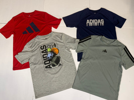 #141 Boys Medium 10-12 Adidas Athletic Shirt Set  - Red. Gray, Green and Navy