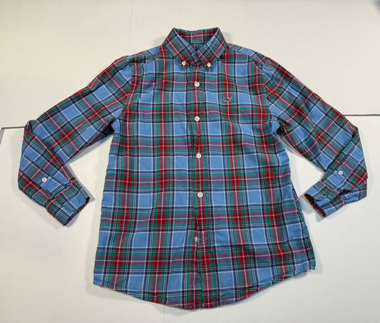 #180 Boys Small (8-10) Vineyard Vines Blue and Red Plaid Button Down